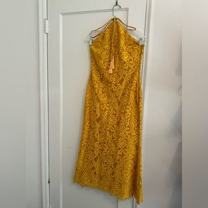House of Harlow x Revolve Yellow Lace Halter Dress